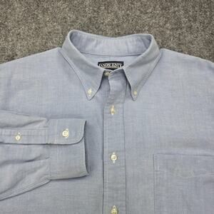 Vintage Lands End Shirt Mens 16 Blue Oxford Cloth Button Down Cotton Long Sleeve